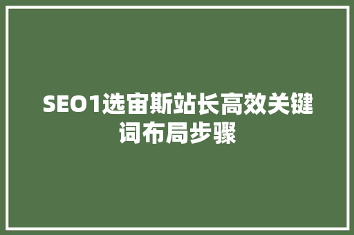 SEO1选宙斯站长高效关键词布局步骤