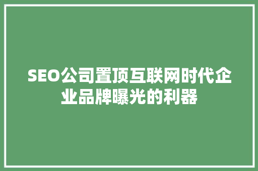 SEO公司置顶互联网时代企业品牌曝光的利器