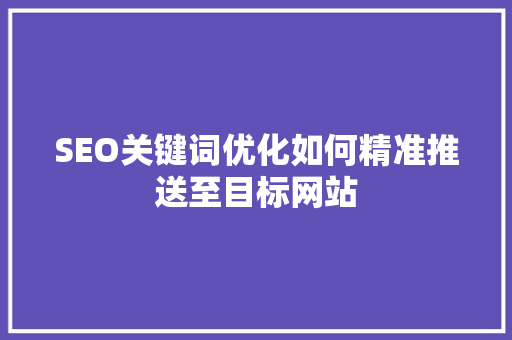 SEO关键词优化如何精准推送至目标网站