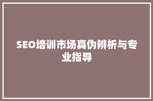 SEO培训市场真伪辨析与专业指导