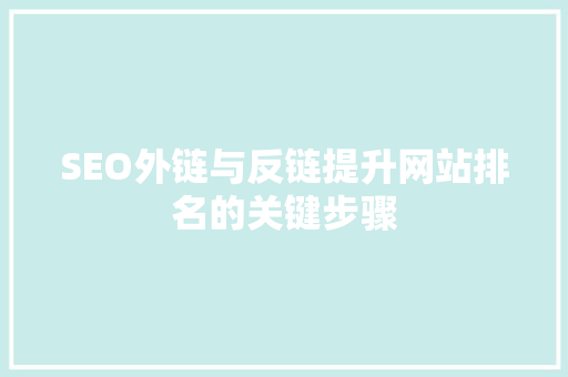 SEO外链与反链提升网站排名的关键步骤
