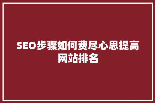 SEO步骤如何费尽心思提高网站排名