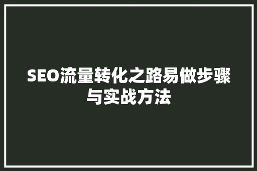 SEO流量转化之路易做步骤与实战方法