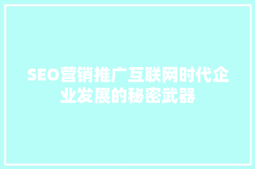 SEO营销推广互联网时代企业发展的秘密武器