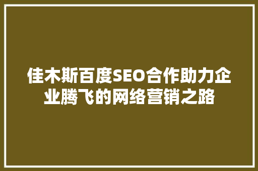 佳木斯百度SEO合作助力企业腾飞的网络营销之路  第1张