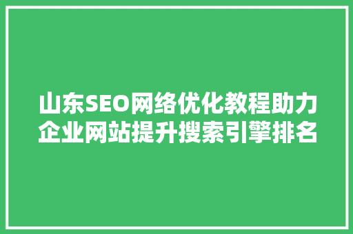 山东SEO网络优化教程助力企业网站提升搜索引擎排名，抢占市场先机