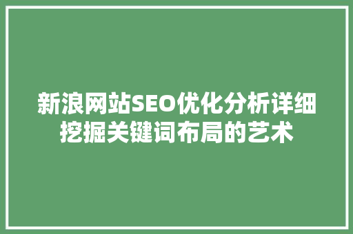 新浪网站SEO优化分析详细挖掘关键词布局的艺术