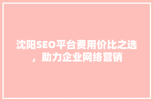 沈阳SEO平台费用价比之选，助力企业网络营销