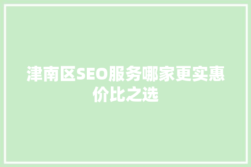 津南区SEO服务哪家更实惠价比之选
