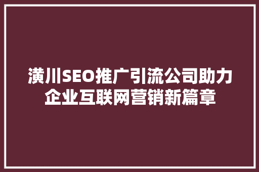 潢川SEO推广引流公司助力企业互联网营销新篇章  第1张
