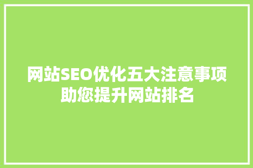 网站SEO优化五大注意事项助您提升网站排名  第1张
