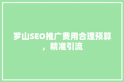 罗山SEO推广费用合理预算，精准引流