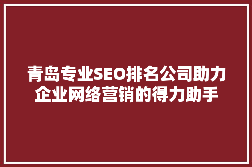 青岛专业SEO排名公司助力企业网络营销的得力助手