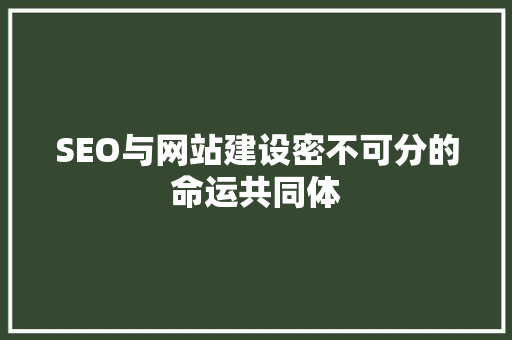 SEO与网站建设密不可分的命运共同体