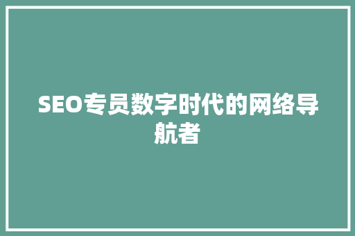 SEO专员数字时代的网络导航者