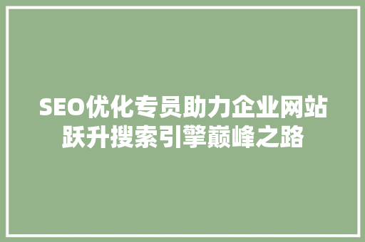 SEO优化专员助力企业网站跃升搜索引擎巅峰之路  第1张