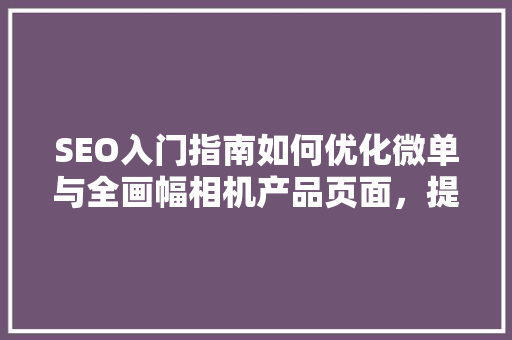 SEO入门指南如何优化微单与全画幅相机产品页面，提升搜索引擎排名