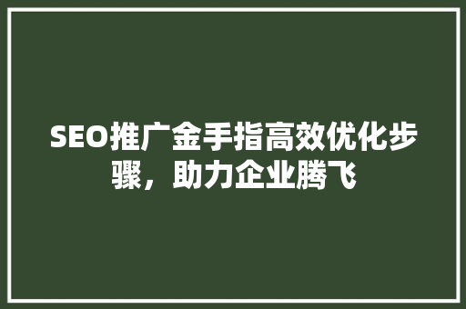 SEO推广金手指高效优化步骤，助力企业腾飞