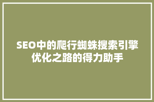 SEO中的爬行蜘蛛搜索引擎优化之路的得力助手