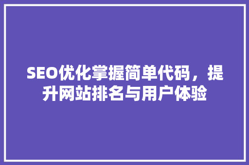 SEO优化掌握简单代码，提升网站排名与用户体验  第1张