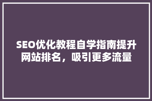 SEO优化教程自学指南提升网站排名，吸引更多流量  第1张