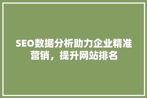 SEO数据分析助力企业精准营销，提升网站排名