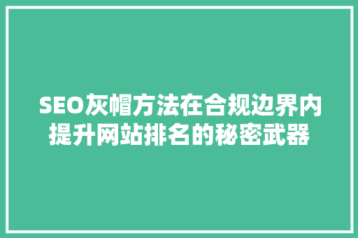 SEO灰帽方法在合规边界内提升网站排名的秘密武器