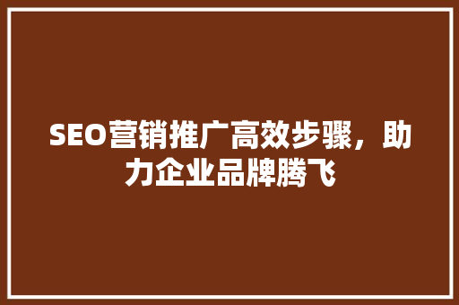 SEO营销推广高效步骤，助力企业品牌腾飞