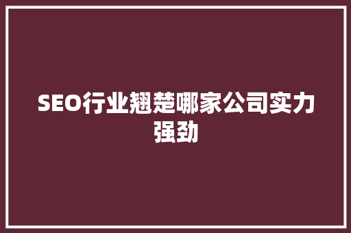 SEO行业翘楚哪家公司实力强劲