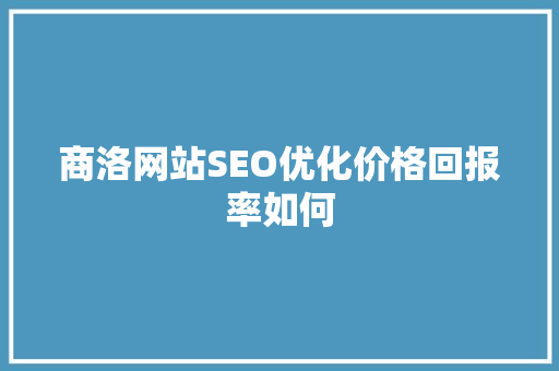 商洛网站SEO优化价格回报率如何