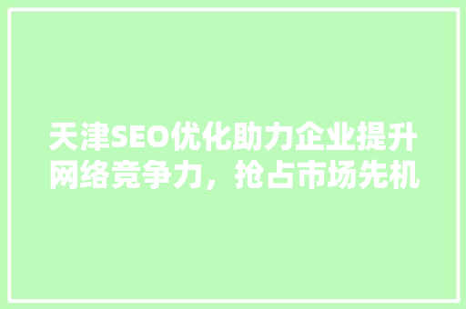天津SEO优化助力企业提升网络竞争力，抢占市场先机