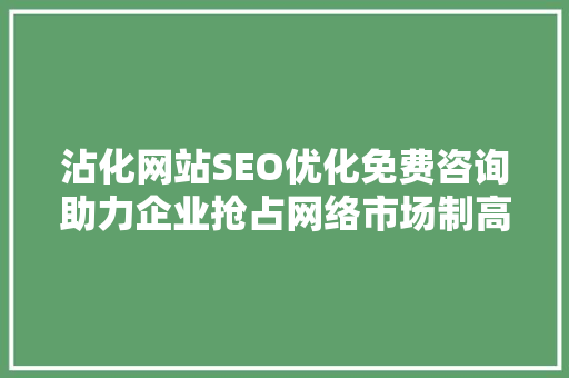 沾化网站SEO优化免费咨询助力企业抢占网络市场制高点