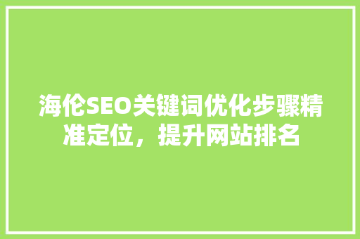 海伦SEO关键词优化步骤精准定位，提升网站排名