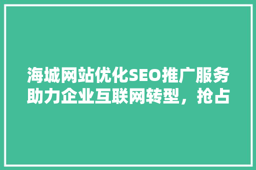 海城网站优化SEO推广服务助力企业互联网转型，抢占市场先机