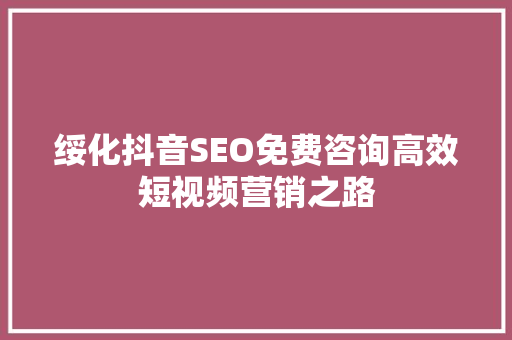绥化抖音SEO免费咨询高效短视频营销之路  第1张