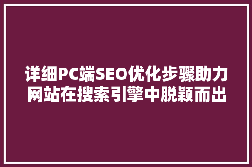 详细PC端SEO优化步骤助力网站在搜索引擎中脱颖而出