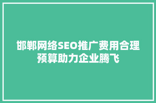 邯郸网络SEO推广费用合理预算助力企业腾飞  第1张