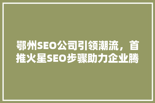 鄂州SEO公司引领潮流，首推火星SEO步骤助力企业腾飞  第1张