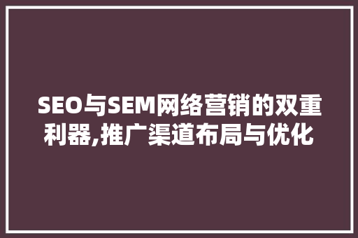 SEO与SEM网络营销的双重利器,推广渠道布局与优化步骤