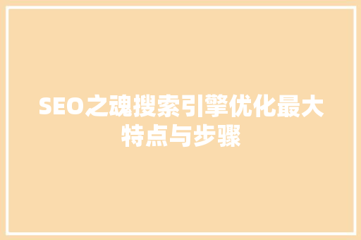 SEO之魂搜索引擎优化最大特点与步骤