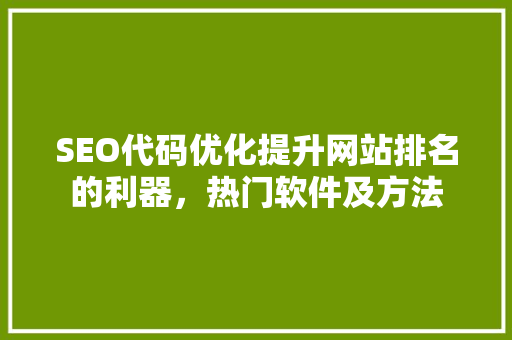 SEO代码优化提升网站排名的利器，热门软件及方法