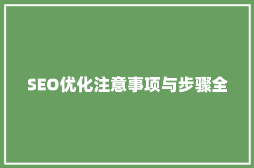 SEO优化注意事项与步骤全