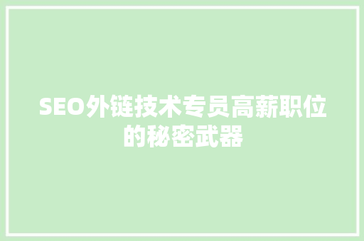SEO外链技术专员高薪职位的秘密武器