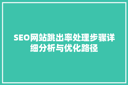 SEO网站跳出率处理步骤详细分析与优化路径