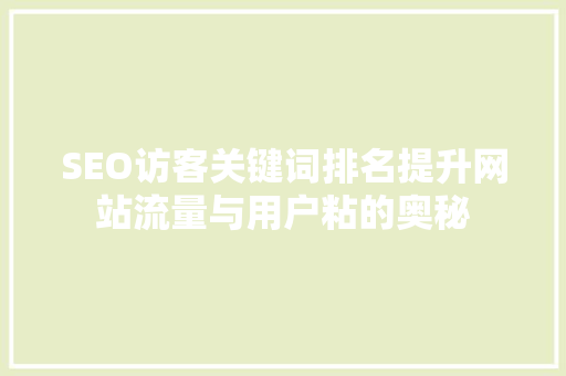 SEO访客关键词排名提升网站流量与用户粘的奥秘