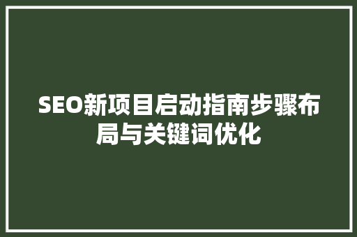 SEO新项目启动指南步骤布局与关键词优化