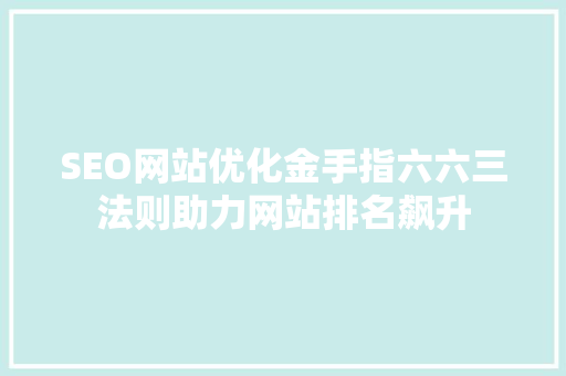 SEO网站优化金手指六六三法则助力网站排名飙升