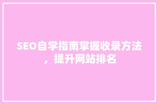 SEO自学指南掌握收录方法，提升网站排名