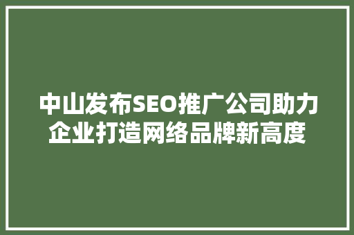 中山发布SEO推广公司助力企业打造网络品牌新高度
