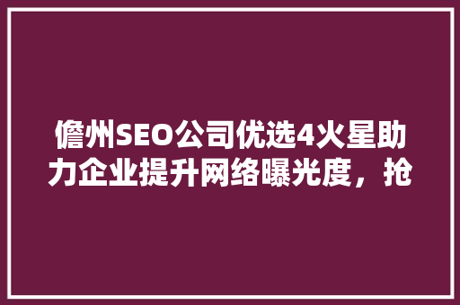 儋州SEO公司优选4火星助力企业提升网络曝光度，抢占市场先机